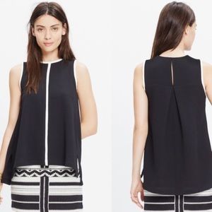 Madewell Women’s Crepe Canal Tank Sleeveless Blouse Hi Low Hem Black Medium